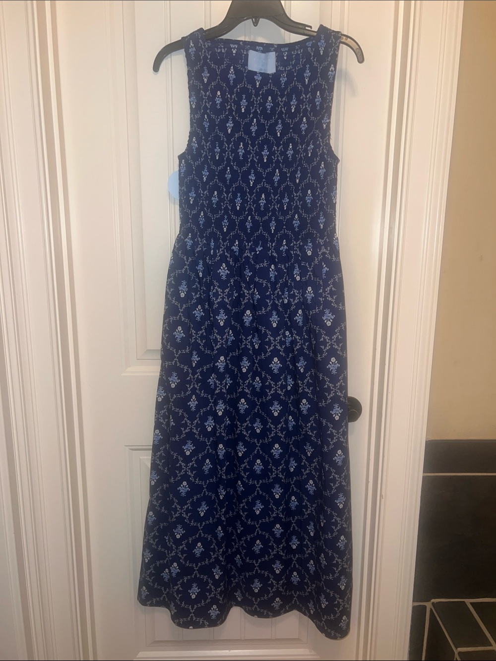 NWT Hill House Home The Cosima Nap Dress sz M in print Navy Trellis